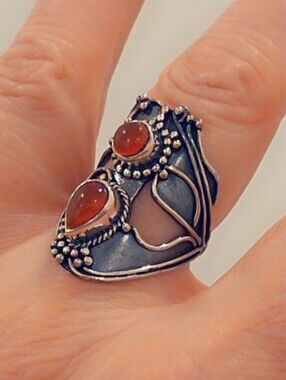 Cage Carnelian Sterling Gemstone Ring